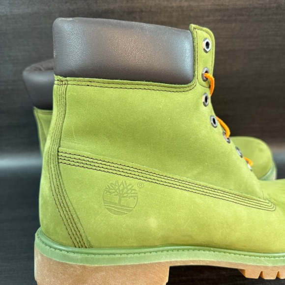 Timberland 6 Inch Premium Waterproof Boots Mens 11.5 Olive Green Leather Shoes - Picture 7 of 13
